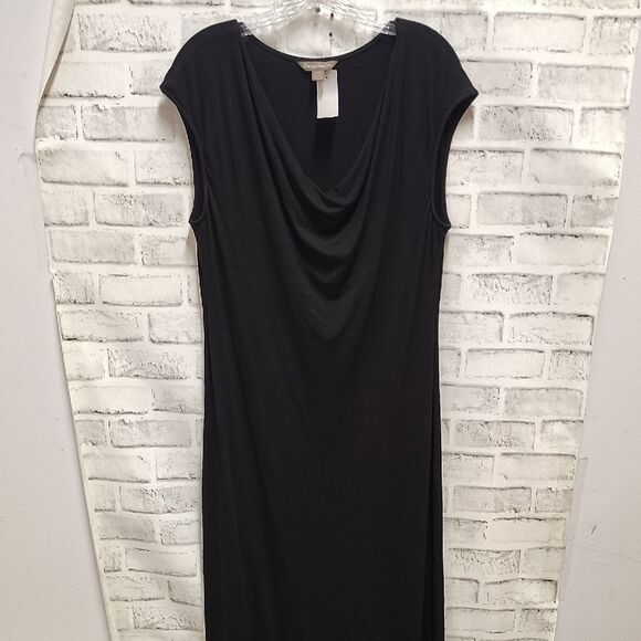 Tommy Bahama Black Sheath Maxi Dress with Cowl Neck - Picture 1 of 4